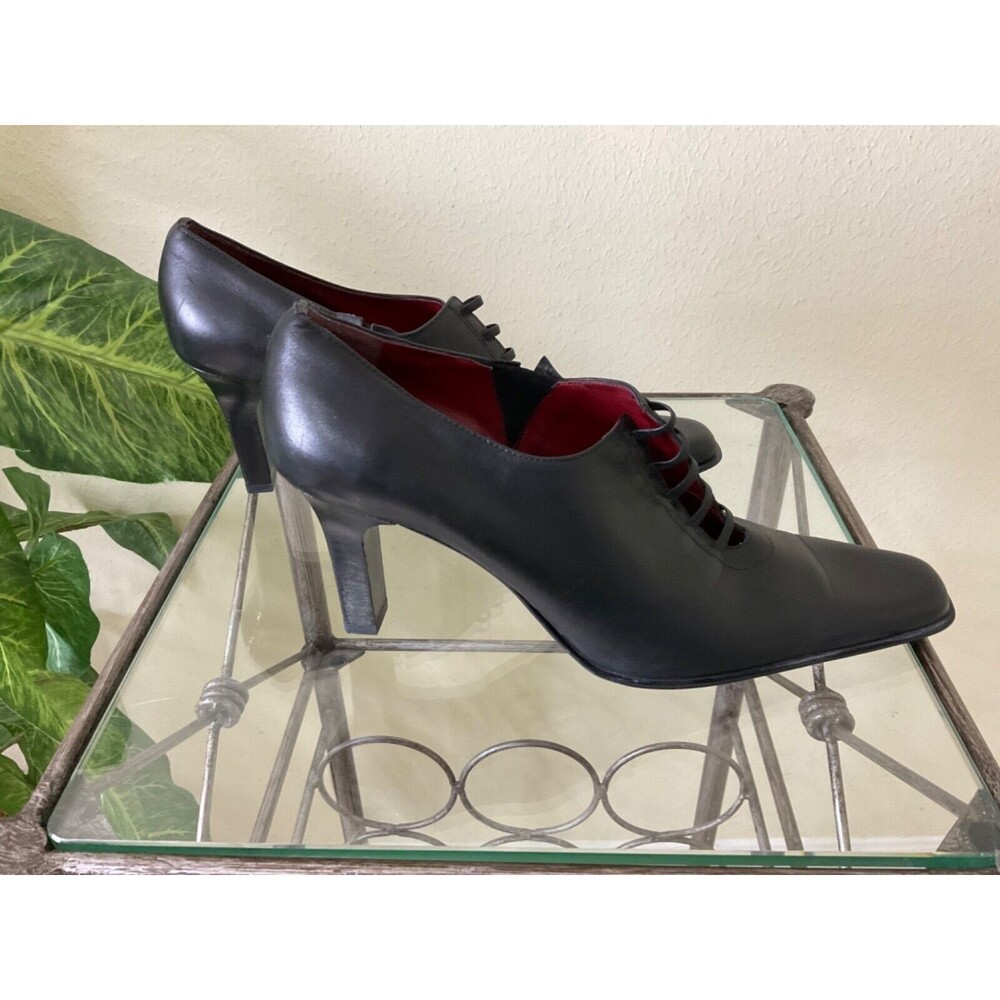 MASSIMO BALDI MADE IN ITALY BLACK GENUINE LEATHER PUMPS HEELS sz 9.5B